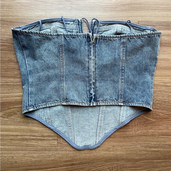 LIONESS Denim Del Gato Corset Top Size Medium | New With Tags - Picture 7 of 8